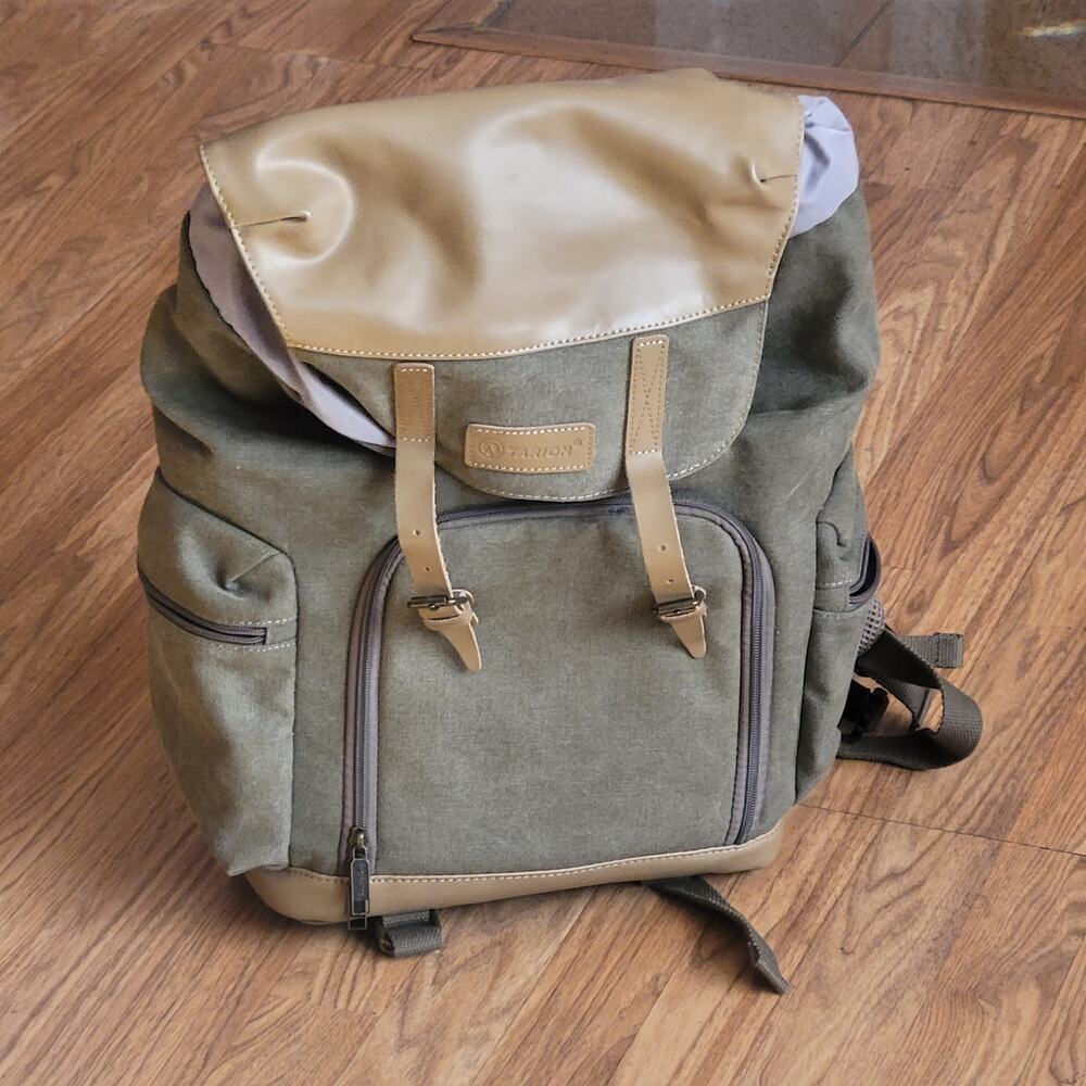 Vintage Style Tarion M02 14.5L Camera Backpack Leather Canvas Camera Bag